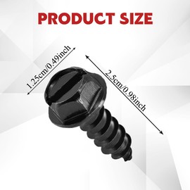 Lyxheth 8PCS License Plate Screws, Car License Plate Bolt, Hex Head License Plate Screws with Rustproof Finish, Car Accessories Chrome Plated Metal Licence Plate Screw Kit for Car SUV Truck (Black)