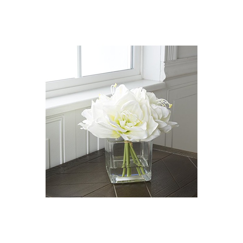 Lilies Floral Centerpiece - Five Cream-Colored Lily Blossoms in a