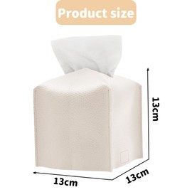 Tissue Box Cover, Square PU Leather Tissue Box Holder for Dresser Bathroom Office Desk Car - Keep Your Tissues Handy and Organized
