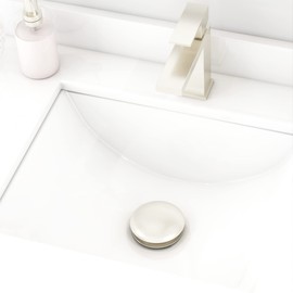 Ayna Decors Brass Pop Up Drain Stopper for Bathroom Sink with Overflow in Brushed Nickel, Pop up Drain Strainer with Detachable Basket Stopper - APU30101BN