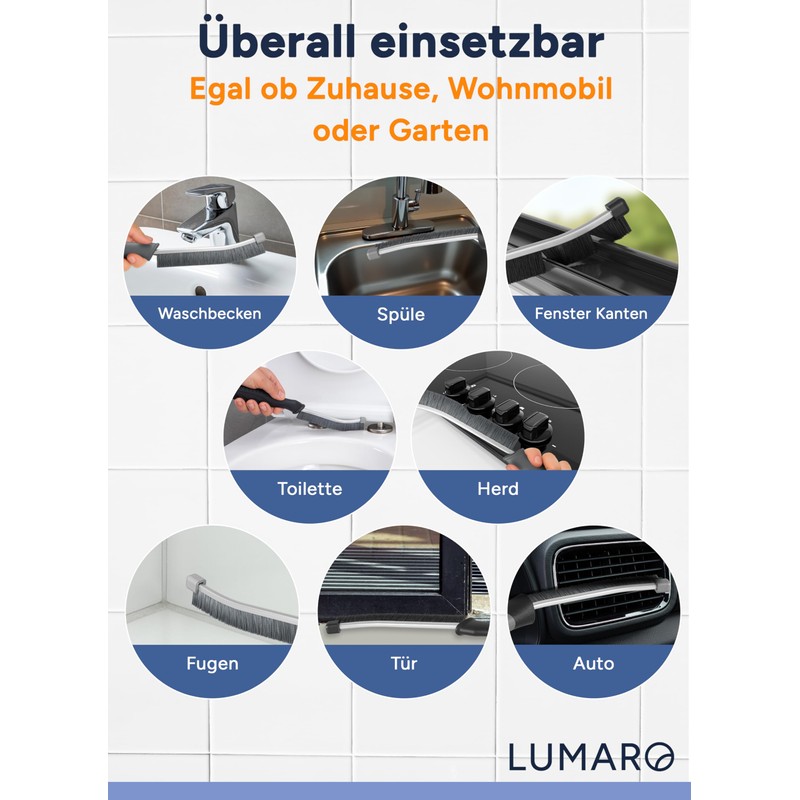 LUMARO Grout Brush - Joint Cleaning Brush for Bathroom -