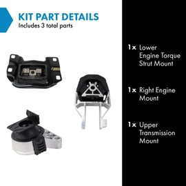 TRQ Engine & Transmission Mount Kit Compatible with Ford Escape Focus Transit Connect