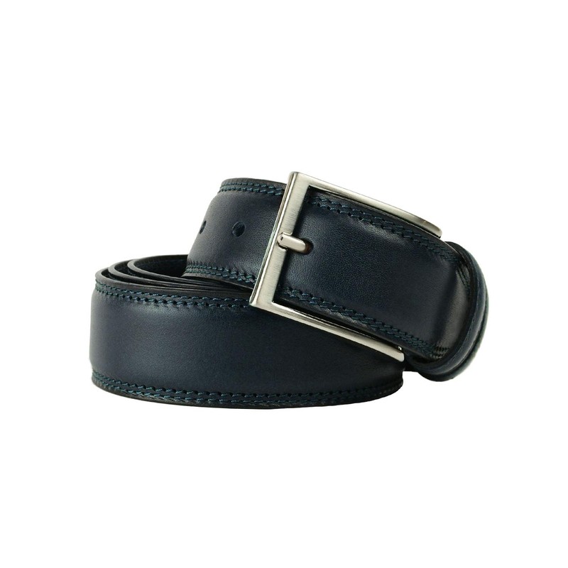 Conte Massimo Men's Genuine Leather Belt Made in Italy, blue