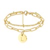 JoycuFF Gold Bracelets for Women Link Chain Beaded Initial Charm