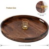 MAGIGO 22 Inches Extra Large Round Black Walnut Wood Ottoman