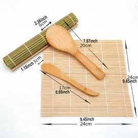 Tluokm Kit para hacer sushi: kit para hacer principiantes y profesionales, como cuchillo para, 2 tapetes para sushi, Molde para bolas de arroz, plato mojar y más (hecho de bambú)