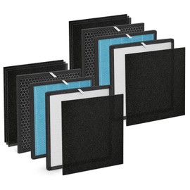 [2 SETS]10L Pro Replacement Filter Set Compatible with Okaysou Air Purifier Filters and Aiibot-A300, 5-Stage Airmax 10L Pro Filter, 2X H13 HEPA and 2X Carbon Filters 2X Sliver HEPA and 6X Pre-filter