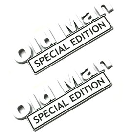 2Pcs Big Size Old Man Special Edition Emblems 3D Badge Side Rear Tailgate Bumper Decal Nameplate Sticker for Car Truck 5.9 inches Long (Chrome Black)