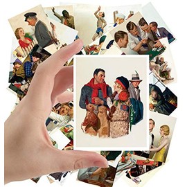 Large Stickers (24 pcs 2.5"x3.5") Americana Fifties Vintage Illustrations by Leslie Thrasher Saturday Evening Post