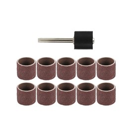 80 Grit Rotary Sander Accessories 11 Piece Sanding Drum Sleeve Set with Sanding Belts and Arbor for Grinding, Polishing and Peeling, 1/4" Diameter
