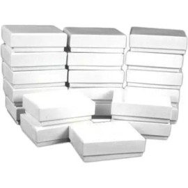 FindingKing 20 Cotton Boxes White Pendant Chain Jewelry Displays