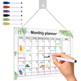 Kaizuca Hanging Acrylic Erasable Notice Board Monthly Weekly Planner Pad, for Work, School, Meal, and Fitness Planning, with 6 Pens