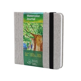 Square Watercolor Journal, 14x14cm, 300 GSM, 25% Cotton Paper, Cold Press, 24 Sheets, 48 Pages, Acid Free