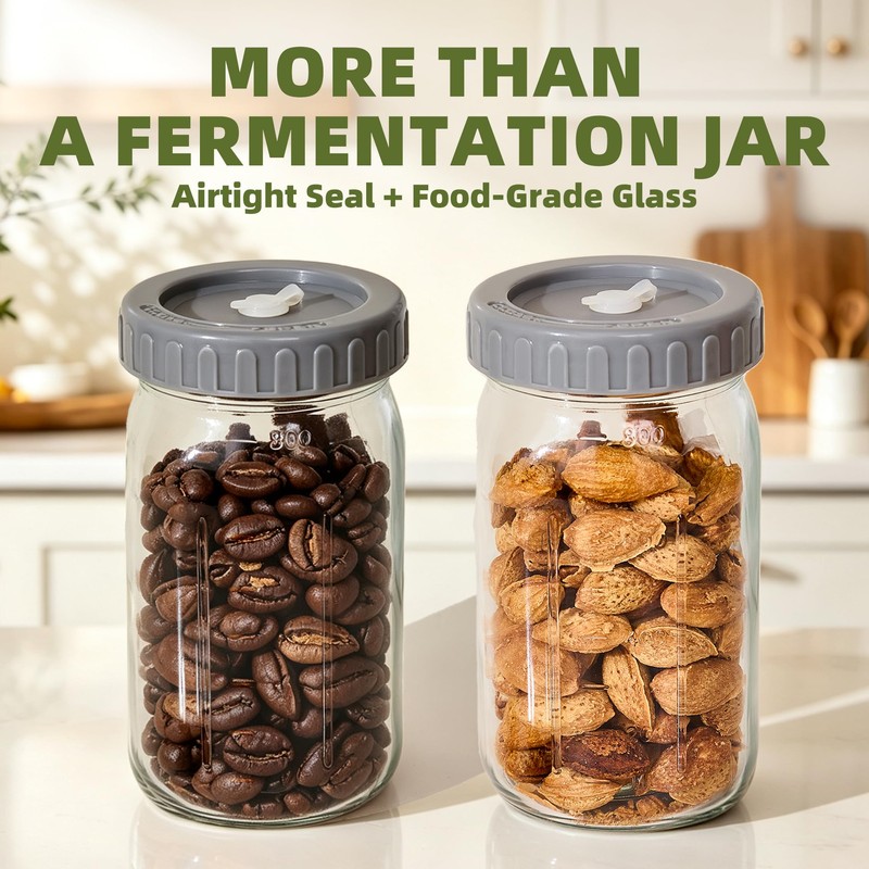 Fermentation Jar, 4-Pack 32 oz Mason Jars with Airlocks