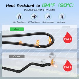 20Feet 8AWG Solar Panel Extension Cable, Bateria Power 8 Gauge 8mm² PV Wire with Female & Male Waterproof Connectors for RV, Photovoltaic Systems, Set of 2