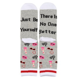 PXTIDY Singer Quotes Merch Music Lover Socks Gifts For Fans Just Be Yourself There Is No One Better Lyrics Gifts