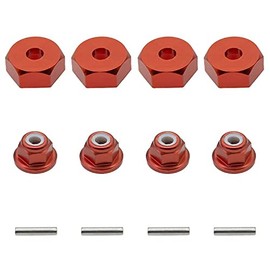 RCAWD Aluminum 12mm Wheel hex Adapter (4P) & M4 wheel nuts (4P) for Traxxas Slash 4X4 Stampede 4WD RC Car,Replace Part 3654 1654 Upgrade Parts,Red