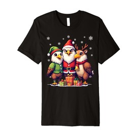 Cute Christmas Eagles in Santa Elf and Reindeer Costumes Premium T-Shirt