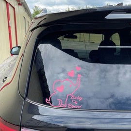 Vesvory High Intensity Reflective Baby on Board Car Sticker Waterproof Cute Animal Baby in Car Decals Safety Warning Sign Kids on Board Decal for Car Bumper Window (Pink)