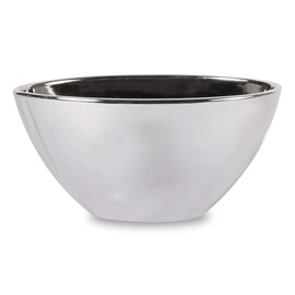 Silver Ceramic Boat Shape Planter - Oval Shaped Vase Decorative Bowl Indoor House Plant TOZO Pot - 5" H x 5" W x 10" L