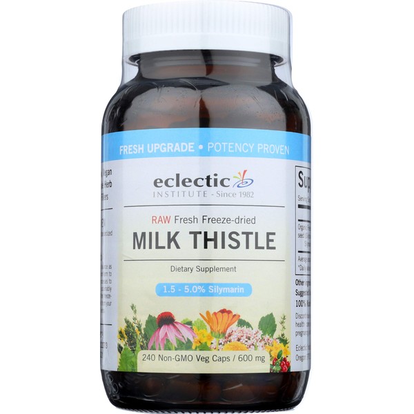 Eclectic Milk Thistle 600 Mg Fduv with Glass, Blue, 240 Count