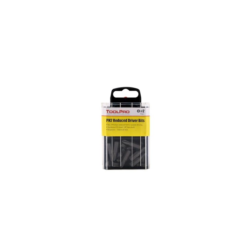 ToolPro Phillips Head Bits - 50 Pieces in Interlocking Storage