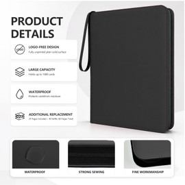 9 Pocket Zip Card Binder, Trading Card Album Holds 1080 Cards, Black