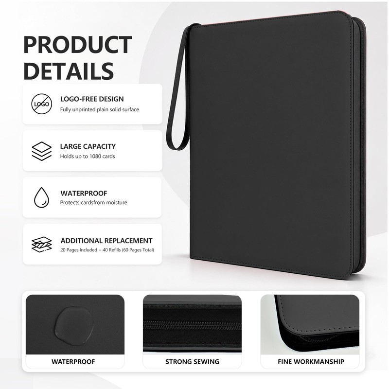 9 Pocket Zip Card Binder, Trading Card Album Holds 1080