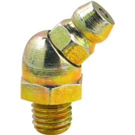 Lumax LX-3303-10 Gold/Silver 6mm x 1mm Taper Metric Thread 45 Degree 0.81" Long Grease Fitting, (Pack of 10)