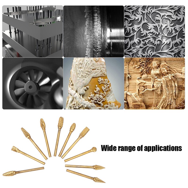 10Pcs Grinding Heads Carbide Tungsten Steel Woodworking Carving Abrasive Rotating