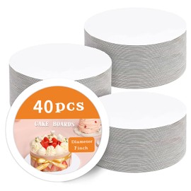 PFAMKEER PFAMKEER 40 Pcs Cake Boards,White Cake Boards 7 Inch Round,Food Grade Cardboard Cake Rounds,Disposable Cake Plates,7 Inch Cake Board,Waterproof and Oil proof Cake Base Cake Tray Cake Pizza Circles