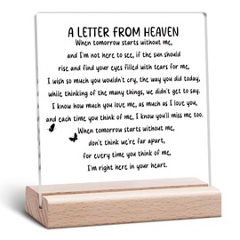 Sympathy Clear Desk Decorative Sign Memorial Gift Loss of Father Mother Brother Baby Bereavement Condolences Plaque for Loss Remembrance Condolence Acrylic Sign With Wooden Stand for Desk Table Shelf