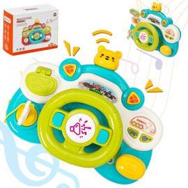 Steering Wheel Children's Toy, Driving Simulator for Children, Children's Steering Wheel for Playing in the Car, Multifunctional Car Steering Wheel with Music, Interactive Music Toy, Gift for Boys and