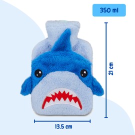 SJ GANG STYLE JAM GANG Borsa dell'acqua calda morbida, Tema Squalo, Blu, Pelosa, Borsa acqua calda interna inclusa, Per bambini e adulti, Idea regalo