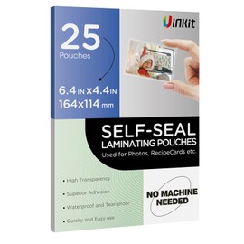 Uinkit 10mil Thicker Self Sealing Photo Laminating Pouches 4 x 6", 25Pack Double-Sided for Recipe Cards & Photos, Waterproof Plastic Sleeves to Preserve Pictures, Index Flashcards