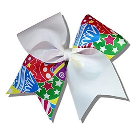 Cheer bows White and Easter Egg print Holiday Hair Bow
