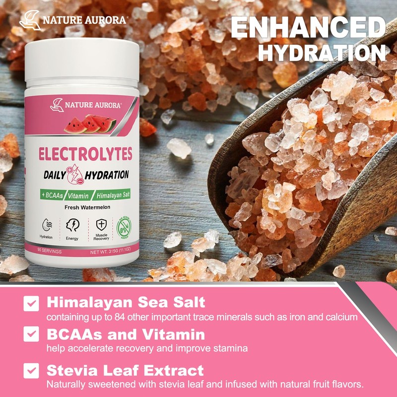 Electrolytes Powder No Sugar, Fresh Watermelon Electrolyte Powder, Hydration Powder,