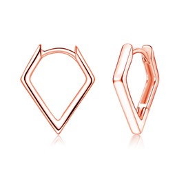 Glintara 925 Sterling Silver Hoop Earrings, Silver Rhombus-Shaped Hoop Earrings for Women Girls Minimalist Hoops Earrings Hypoallergenic, Cartilage Sleeper Earrings Gifts for Christmas Graduation