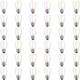 Meconard 36 Pack S14 LED Bulbs for Outdoor String Lights, Shatterproof Replacement Edison Bulbs for Patio String Lights Outdoor Waterproof, Warm White 2200K, Non-Dimmable, E26 Standard Base