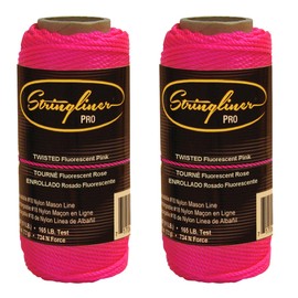 Stringliner 35009 Mason’s Line Replacement Rolls – 1/8 Lb. #18 Construction Replacement Roll Twisted FL Pink 135'. (2 Pack)