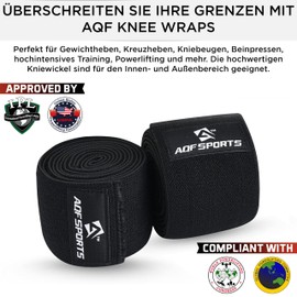 AQF Knee Wraps Weight Lifting Bandage Straps Guard Pads Powerlifting MultiColour (Black 78")