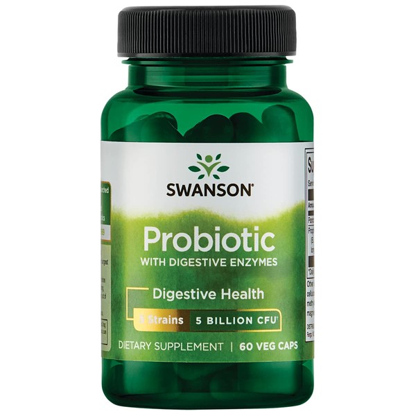 Swanson Probiotic with Digestive Enzymes 5 Billion Cfu 60 Veg Capsules