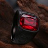 Black Stainless Steel Red Crystal Signet Biker Ring (Z+5)
