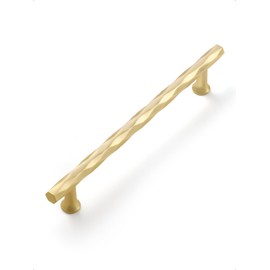 JIASENBAO Brushed Gold Cabinet Pulls 6.3" Hole Center 2 Pack Hammered Brass Cabinet Handles Decorative Kitchen Drawer Dresser Cupboard Bathroom Vanity Cabinet Hardware Rhombus