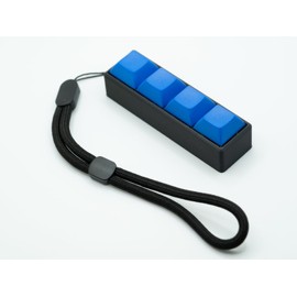 Four-Button Clicky Mechanical Switch Fidget Toy | Stim Toy, Stress Relief, ADHD (Black Base, Blue Keycaps)