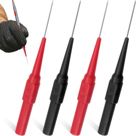 Lekgavd 4pcs Test Probe Pins, 0.7 mm Stainless Steel Insulation Wire Piercing Needle, Non-Destructive Multimeter Probes Back Probe Pins for Industry, Car Tester, Banana Socket Plug