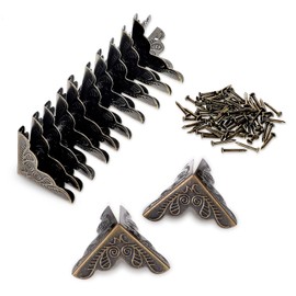 12 Pack Antique Corner Decorative Corner 1" x 1" Furniture Corner Protector Bronze Triangle Edge Decorative Metal Corner Guard with Mounting Screws