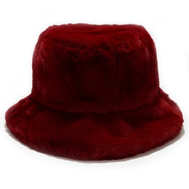 crazy bean Winter Hat Women's Fishing Hat Plush Winter Warm Bucket Hat Soft Fluffy Unisex, Burgundy red