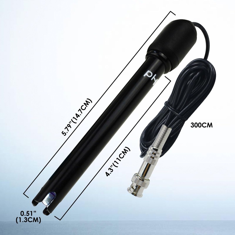 Austauschbare pH-Elektrode mit BNC-Anschluss 300 cm langes Kabel inkl. Kalibrierpulver