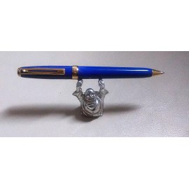 Laughing BUDDHA Silver Plated Pen Holder Stand Display